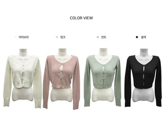 Yuzu 4-button cherry blossom cardigan - 4 colors