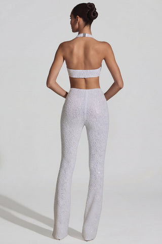 Embellished Cut-Out Jumpsuit in White