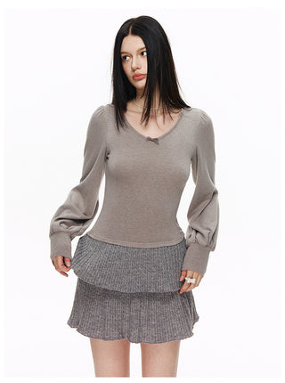 [NECY] Muted Romantic Bow Patchwork Dress