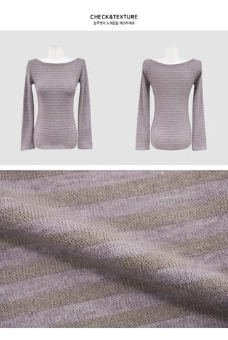Board Striped Knitwear Basic Long Sleeve T-shirt - 2 colors
