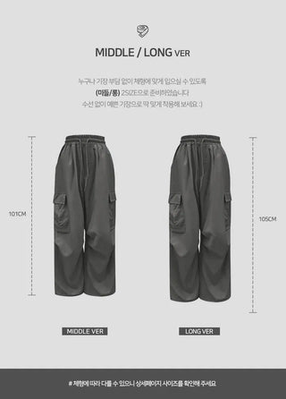 Pocket Nylon Cargo Pintuck Pants - 8 Colors