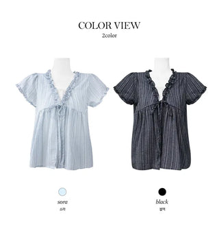 Miu Layered Short Sleeve Mori Blouse - 2 Colors