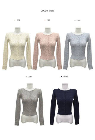 Round neck cardigan with Twisted - 5 colors