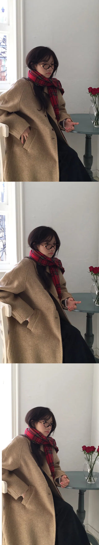 Inquiry rush handmade pintuck 100% wool coat - 2 colors