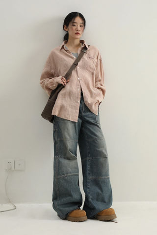 MASONPRINCE Washed Classic Linen Plaid Shirt