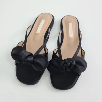 Ribbon mule sandals slippers