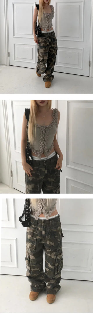 Military Camo Cargo Semi-Wide Pants - 3 Colors