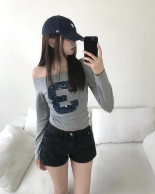 NUMBER OFF SHOULDER TEE (5color)