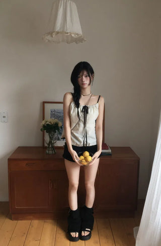 Liu Shirred Stripe Sleeveless Blouse