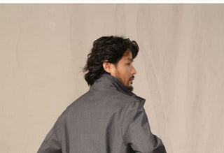 [CULTUM] Merino Wool Blend Stand Collar Jacket