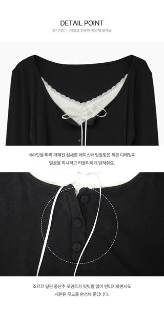 Baon Lace Shirring T-Shirt - 4 Colors