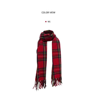Red check wool muffler
