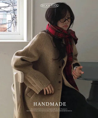 Inquiry rush handmade pintuck 100% wool coat - 2 colors