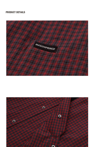 [MASONPRINCE] Washed Plaid Faux Tie Shirt