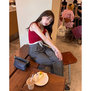 Striped wide-fit pants