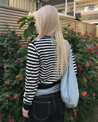 Two-tone striped cardigan