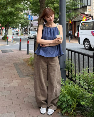 Denim ribbon camisole