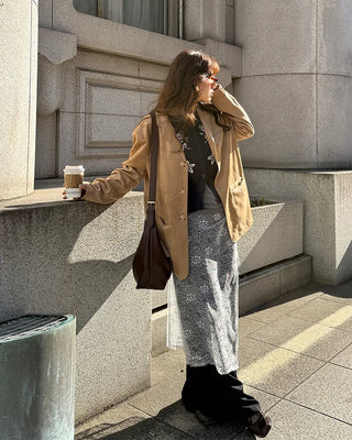 Loose-fit suede jacket