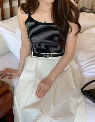 Waffle stripe sleeveless top (3c)