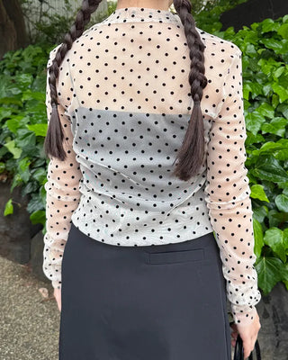Polka Dot See-Through Long Sleeve T-Shirt