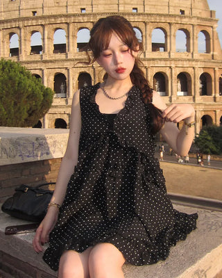 Polka dot tiered mini dress