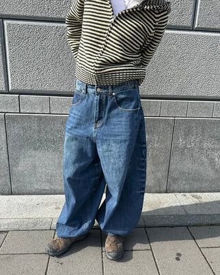 (Unisex) Washed Balloon Denim Pants