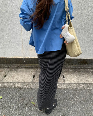 Striped strap long skirt