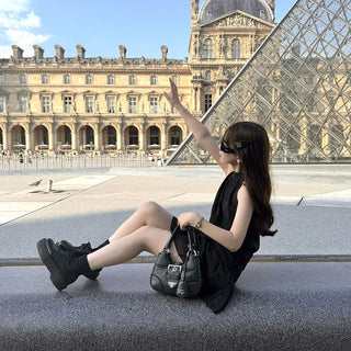 Halter neck frill mini dress