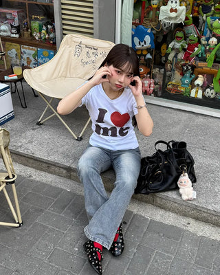LOVE Lettering Slim Half-Sleeve T-Shirt