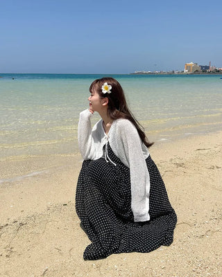 [BEST 50] Sheer Dot Long Dress