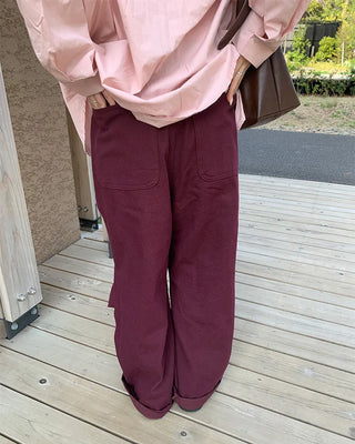 Colored denim wide-leg pants