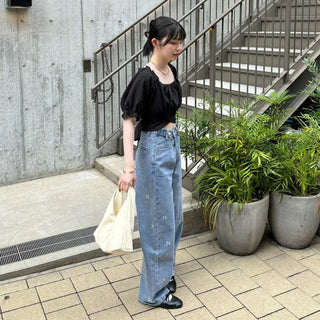 Back ribbon off-shoulder blouse