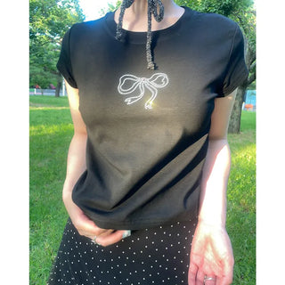 Cubic Ribbon Short-Sleeved T-Shirt