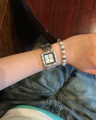 Square Silver Star Handwatch