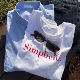 Simple lettering short-sleeved T-shirt