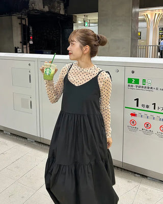 Polka Dot See-Through Long Sleeve T-Shirt
