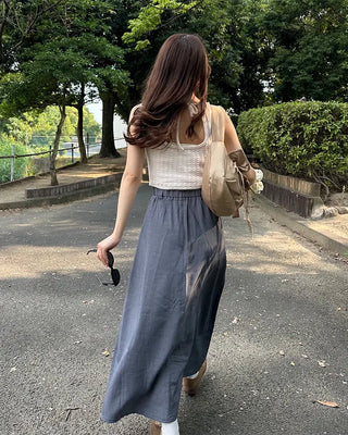 Knit halter neck gathered camisole
