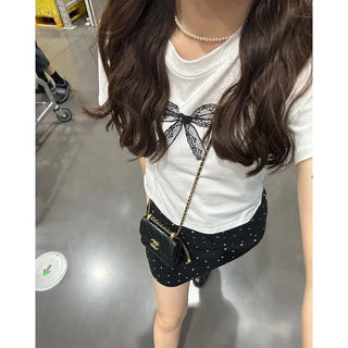 Ribbon print T-shirt