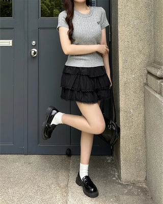 Ribbon Stitch Half-Sleeve Knit