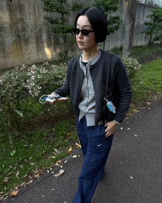 Double-breasted round cardigan