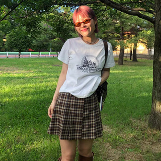 Printed cropped short-sleeved T-shirt