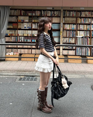 Color border half-sleeve T-shirt