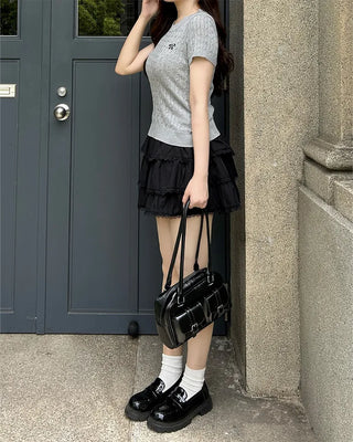 Two-pocket half-moon shoulder bag