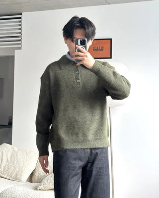 Polo collar boucle knit