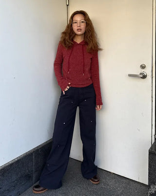 Slim-fit knit hoodie