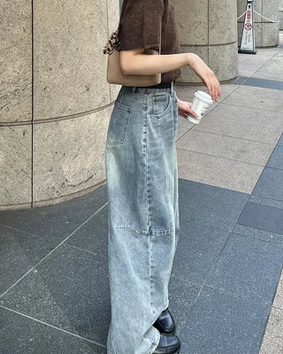 Side yoke seam wide jeans