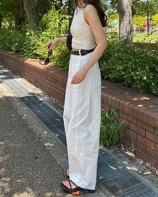 Wide-leg cotton pants