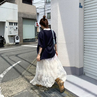 Half-lace long skirt