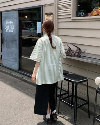 Oversized Striped Pocket Shirt