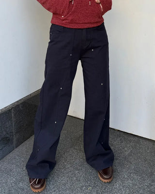 Side Yoke Wide Cotton Pants